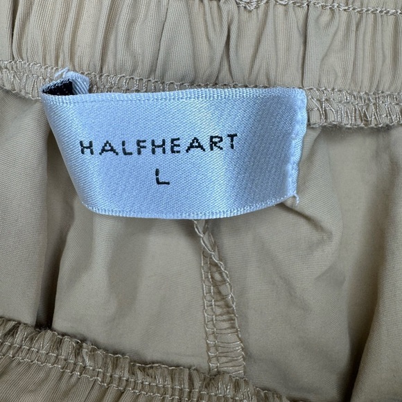 HALFHEART Tan Ruched Wide-Leg Pants Size Large. A23 - Picture 9 of 12